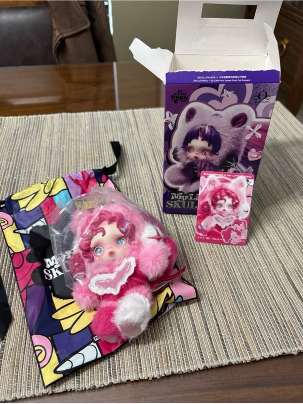 Skullpanda My Little Pony Pink Plush Doll with Matching Card and Drawstring Bag